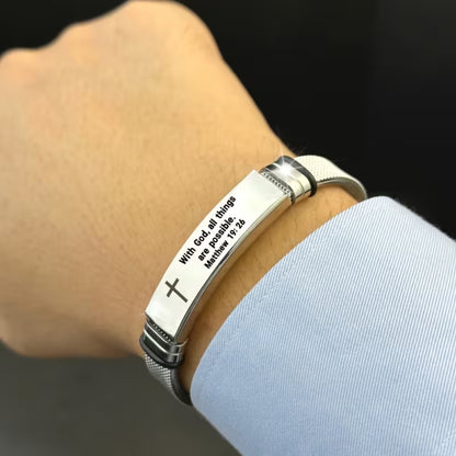 Matthew 19:26 Scripture Bracelet — "With God, All Things Are Possible" | Adjustable Faith Bracelet