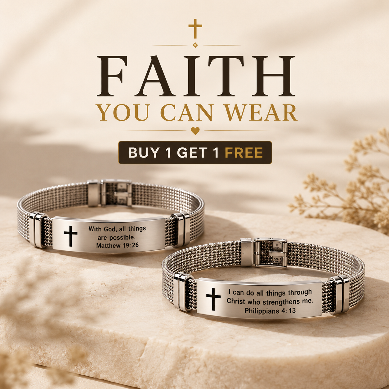 Faith & Strength Bracelet Set – Buy 1 Get 1 Free