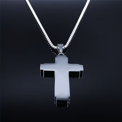 Lord's Prayer Cross Necklace — The Our Father Scripture Pendant | Stainless Steel Faith Necklace