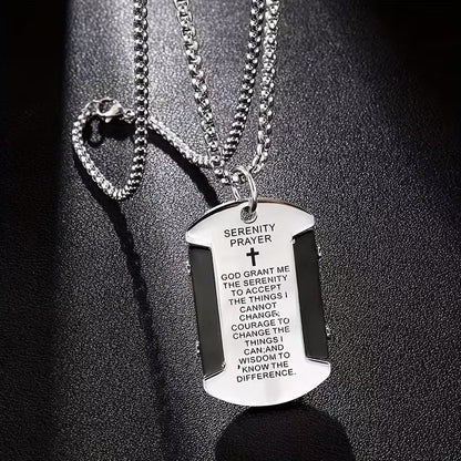 Serenity Prayer Dog Tag Necklace