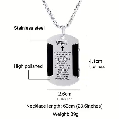 Serenity Prayer Dog Tag Necklace
