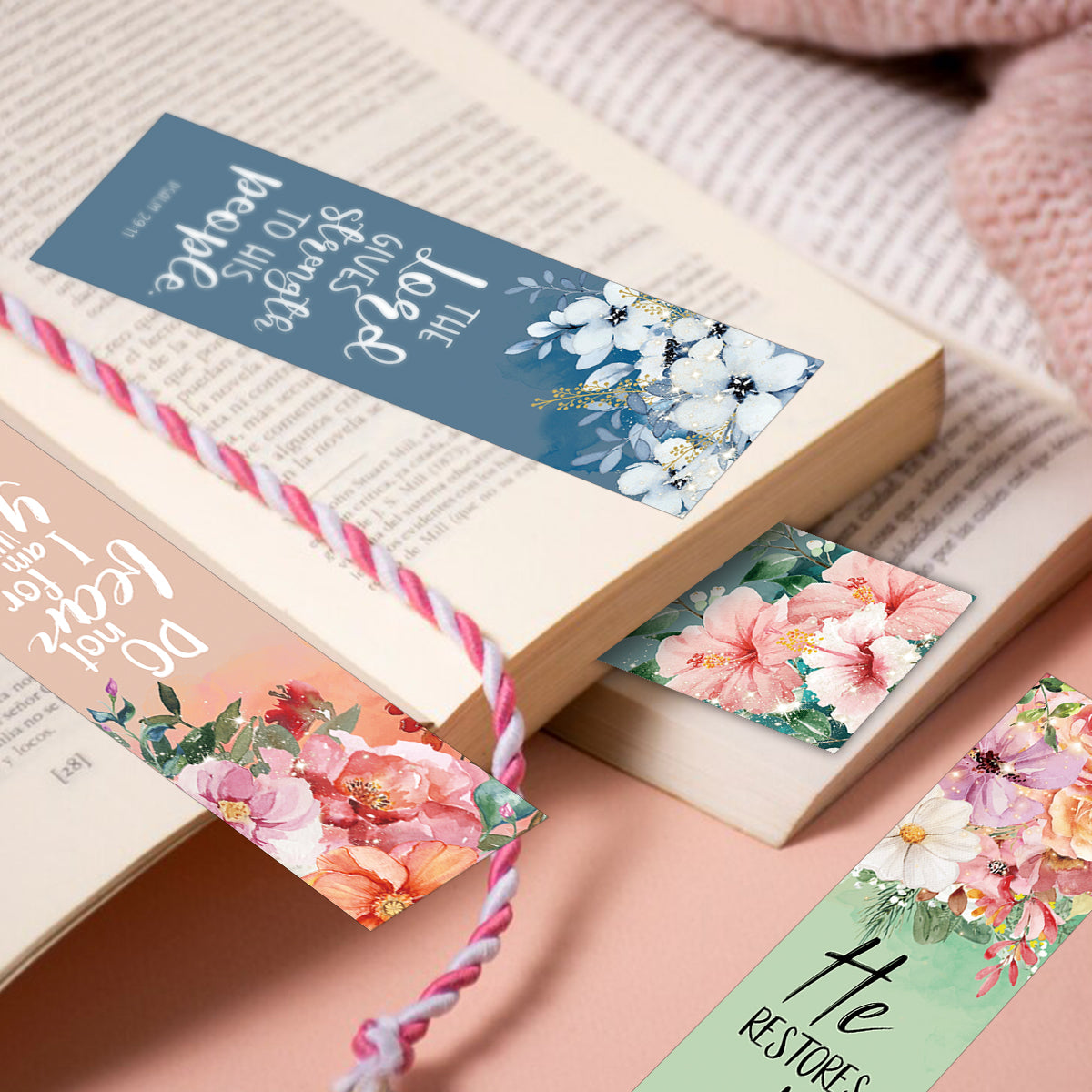 30pcs Flower Design Inspirational Bible Verse Bookmarks