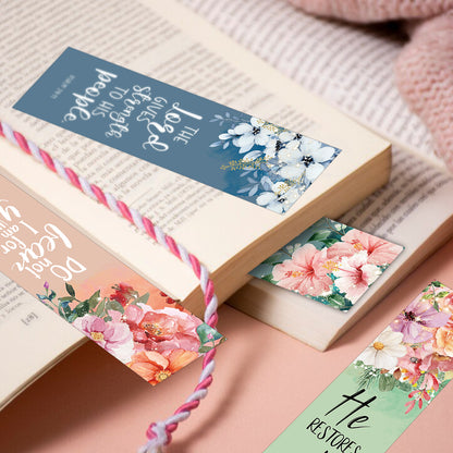 30pcs Flower Design Inspirational Bible Verse Bookmarks